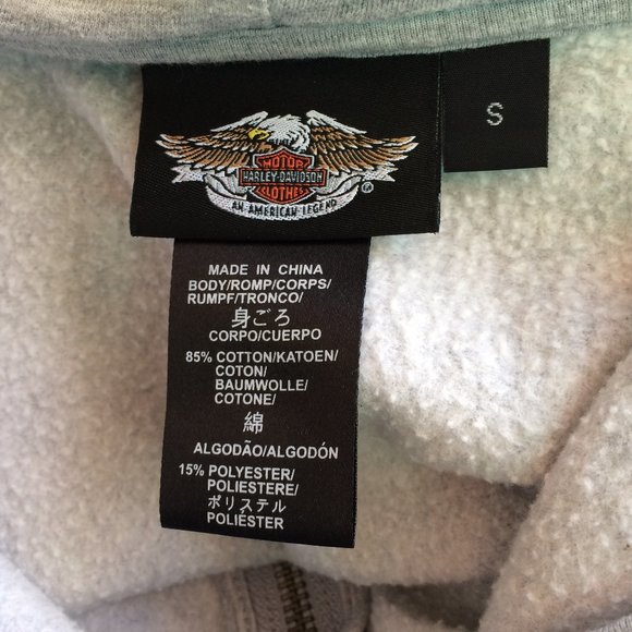 Harley-Davidson Womens Hoodie Small Gray Rhinestones Embellished Full Zip 2010 - Picture 7 of 8